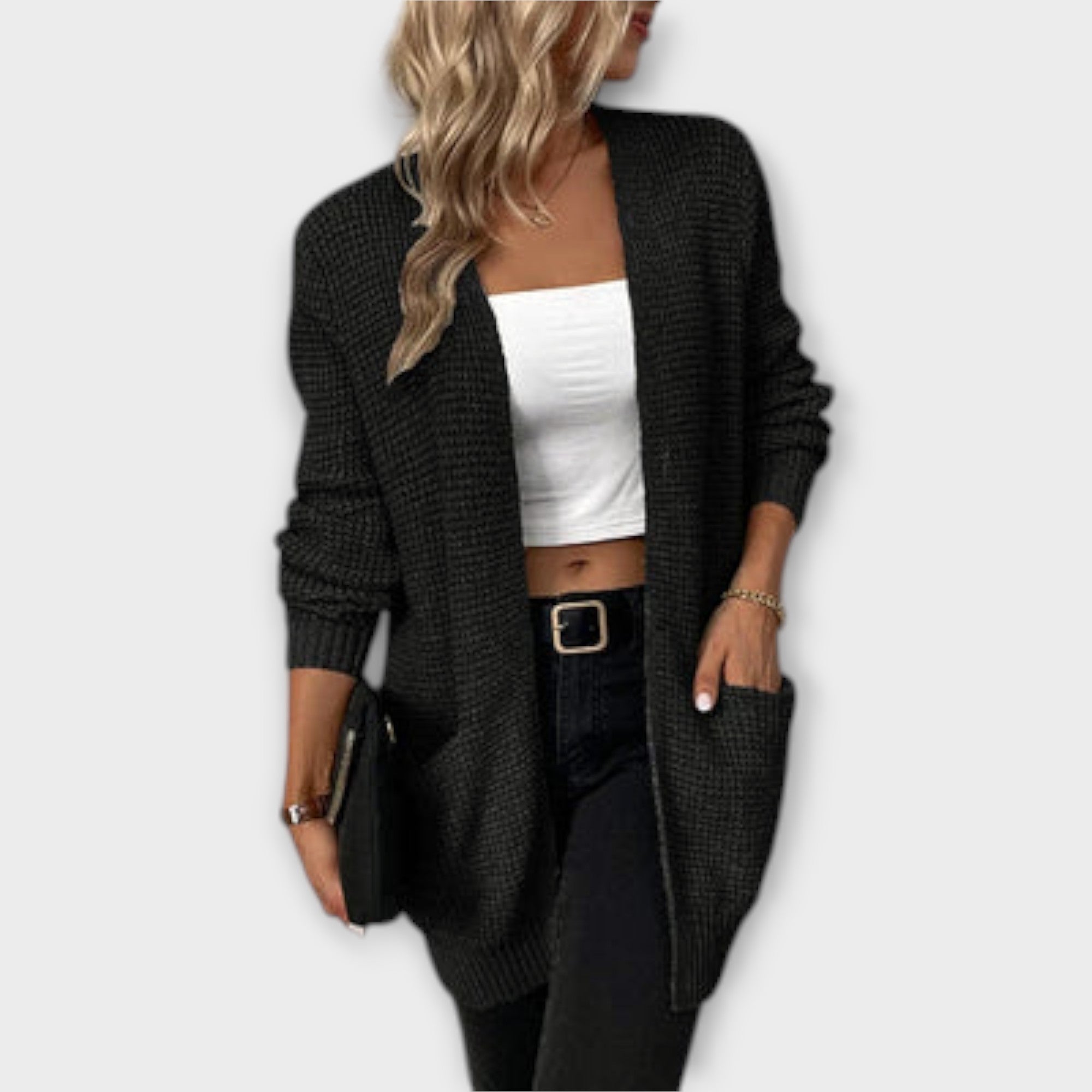 Via™ - Afslappet strik-cardigan med lommer