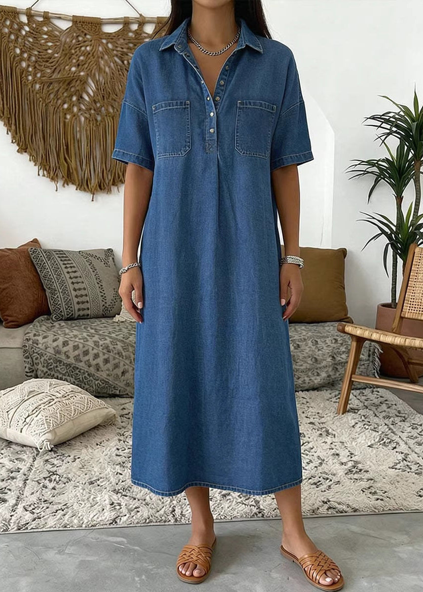Maja – Afslappet denim midikjole