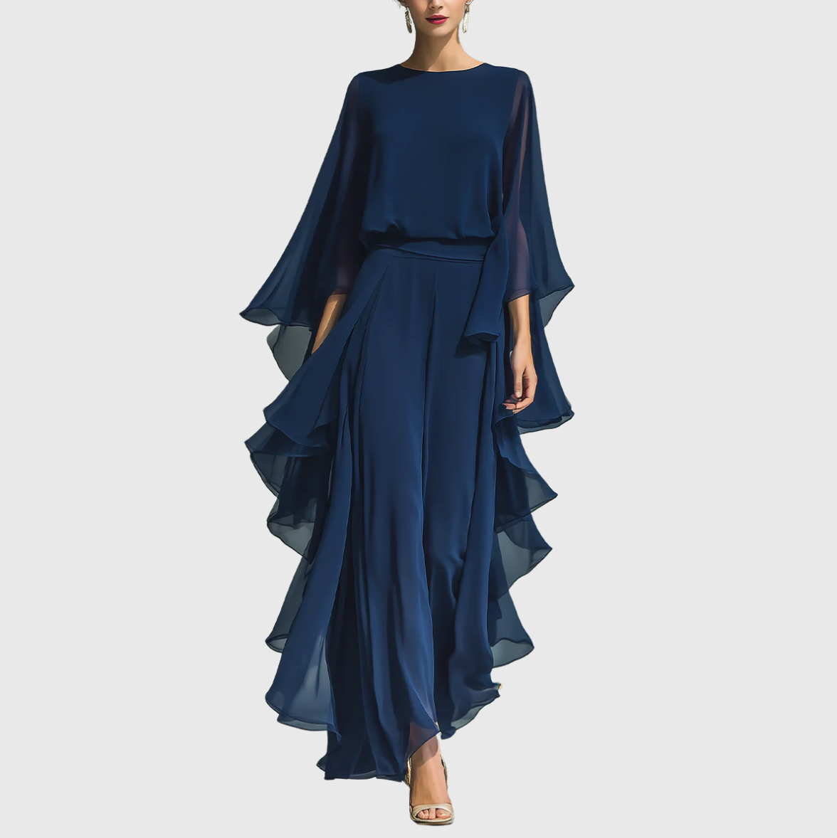 Marie | Elegant chiffon-sæt med flæser
