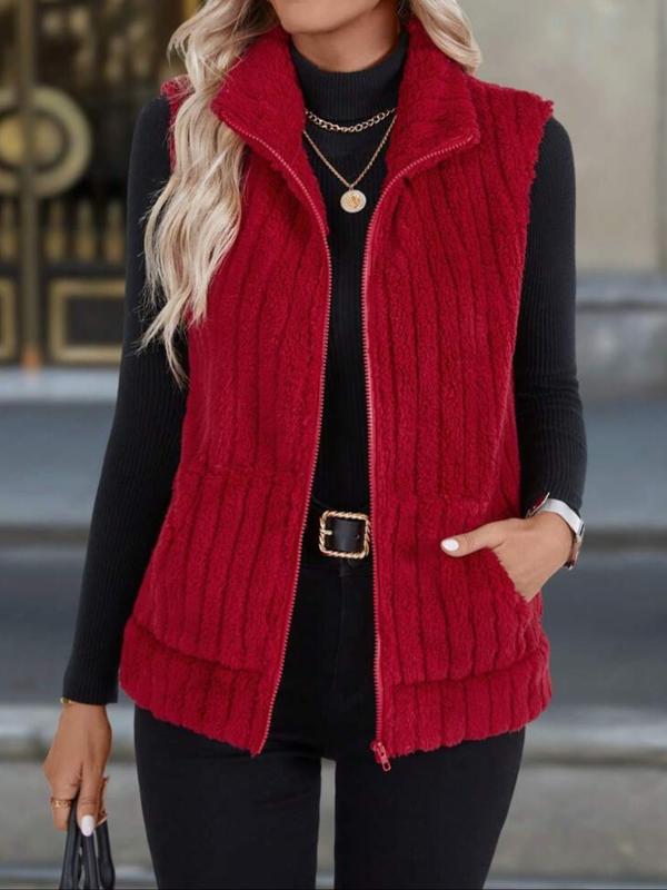 GRACE™ – Ribbet fleecevest med lynlåslomme