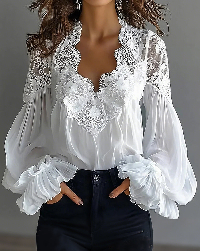 Joelle | Elegant blondebluse med puffærmer