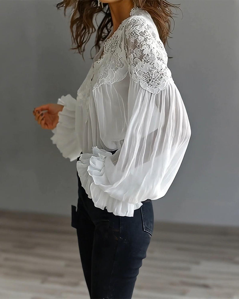 Joelle | Elegant blondebluse med puffærmer