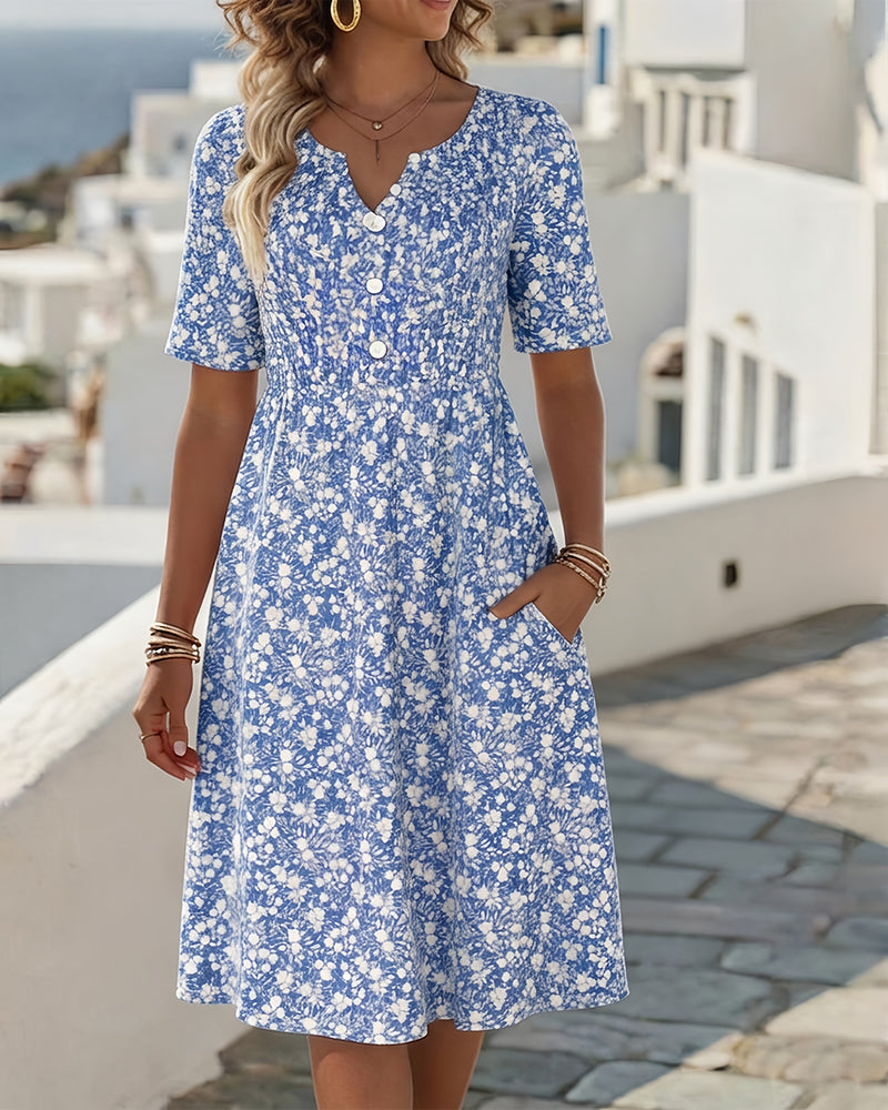 Liva™ Elegant Blomstret Kjole