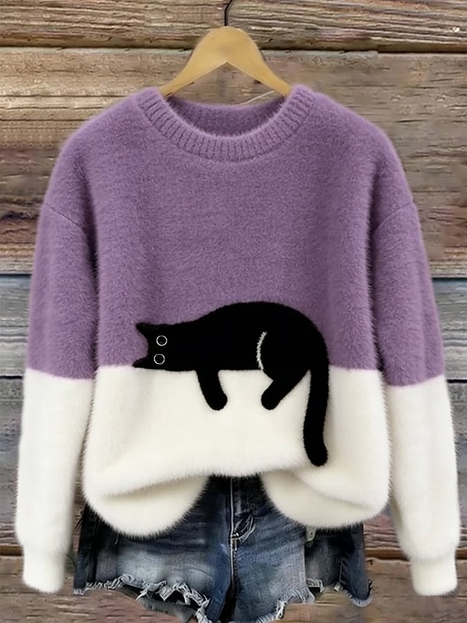 Luna | Sweatshirt til kvinder med katteprint