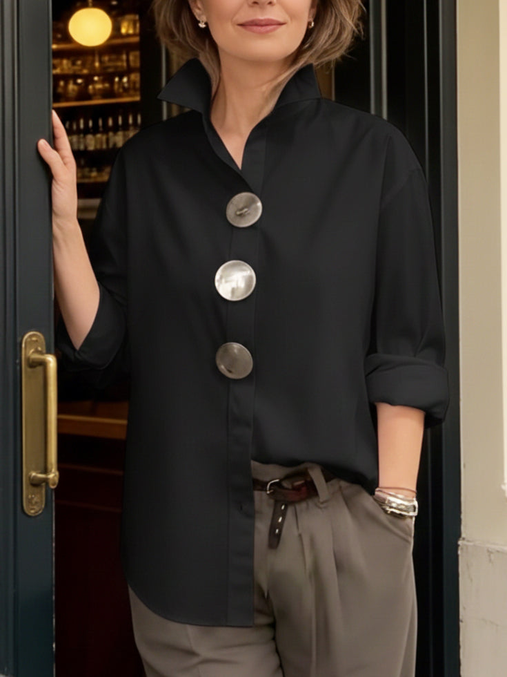 Mirella – Oversized Bluse Med Statementknapper