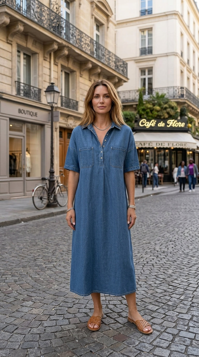 Maja – Afslappet denim midikjole
