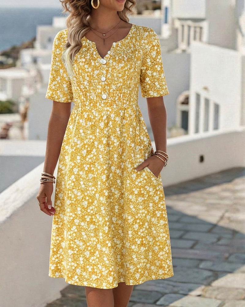Liva™ Elegant Blomstret Kjole