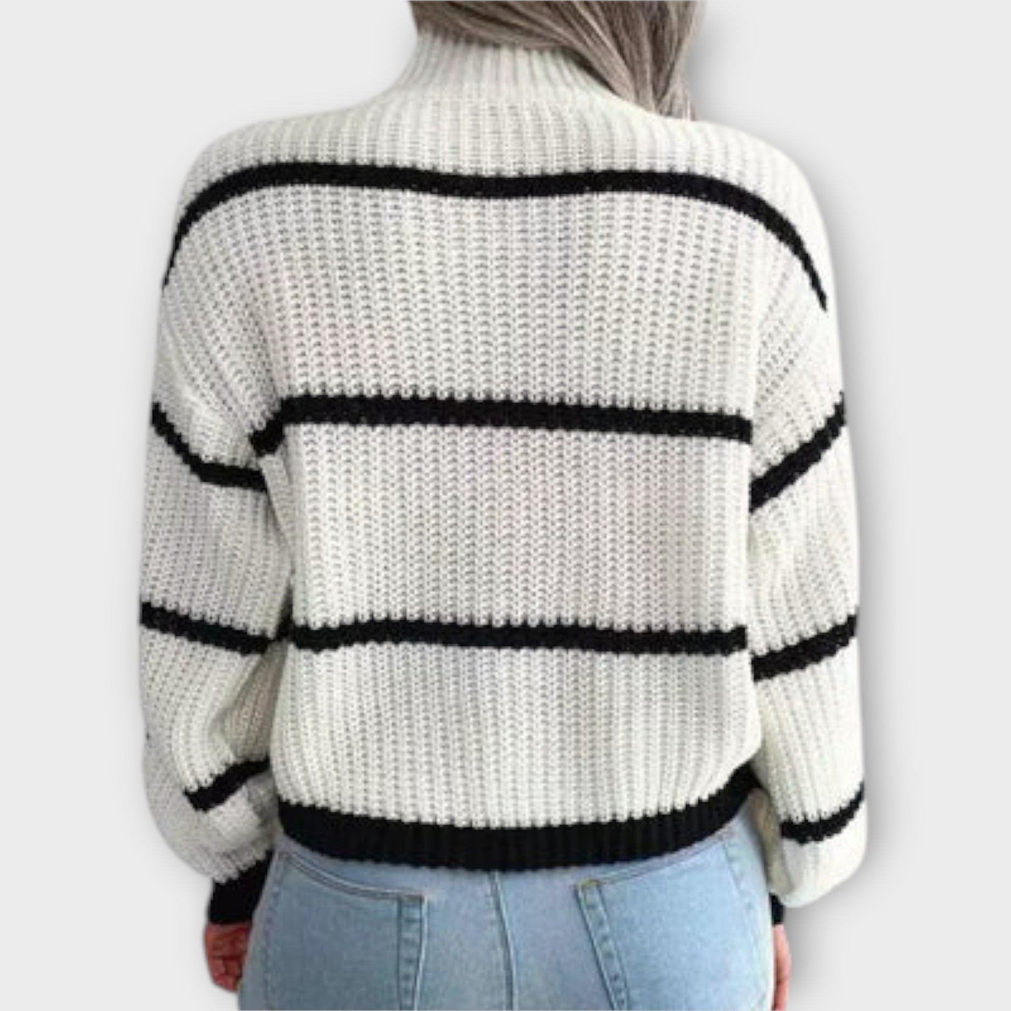 Vette™ - Luksuriøs rullekravesweater med striber
