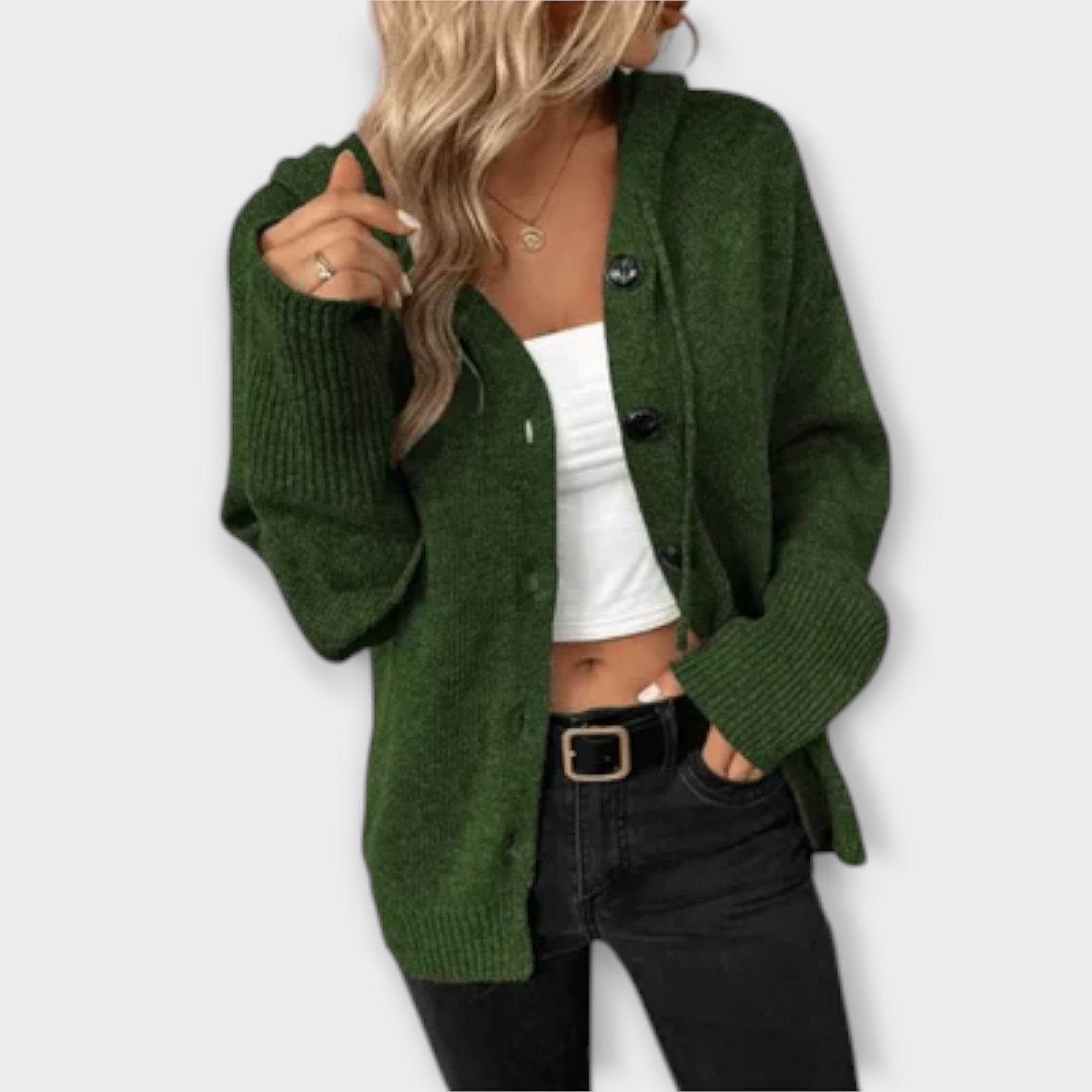 Berta™ - Elegant strikcardigan med knapper