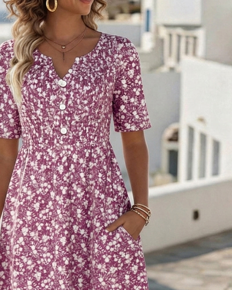 Liva™ Elegant Blomstret Kjole