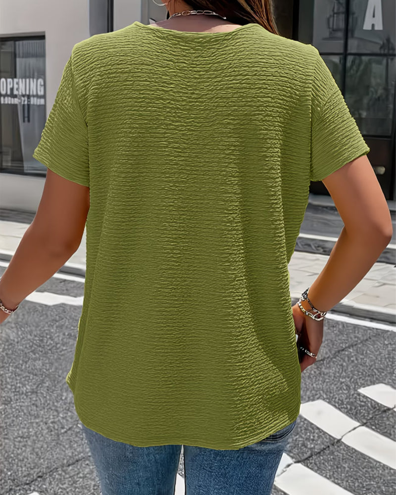 T-shirt med Peter Pan-krave med tre knapper