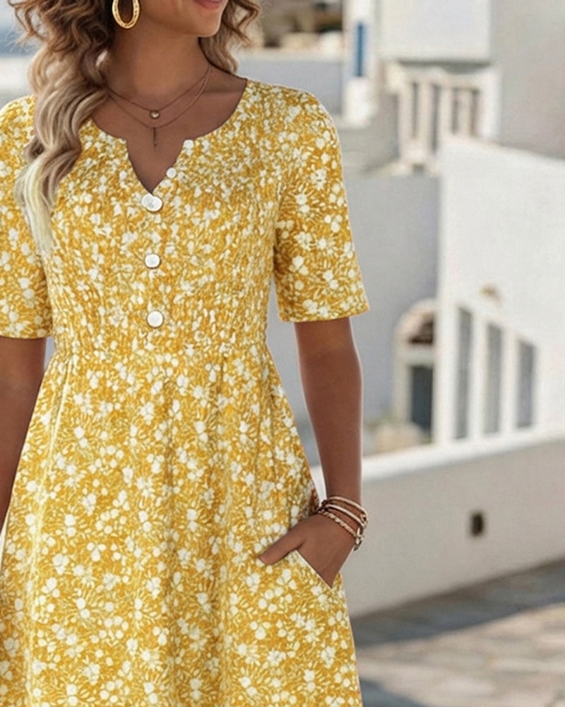 Liva™ Elegant Blomstret Kjole